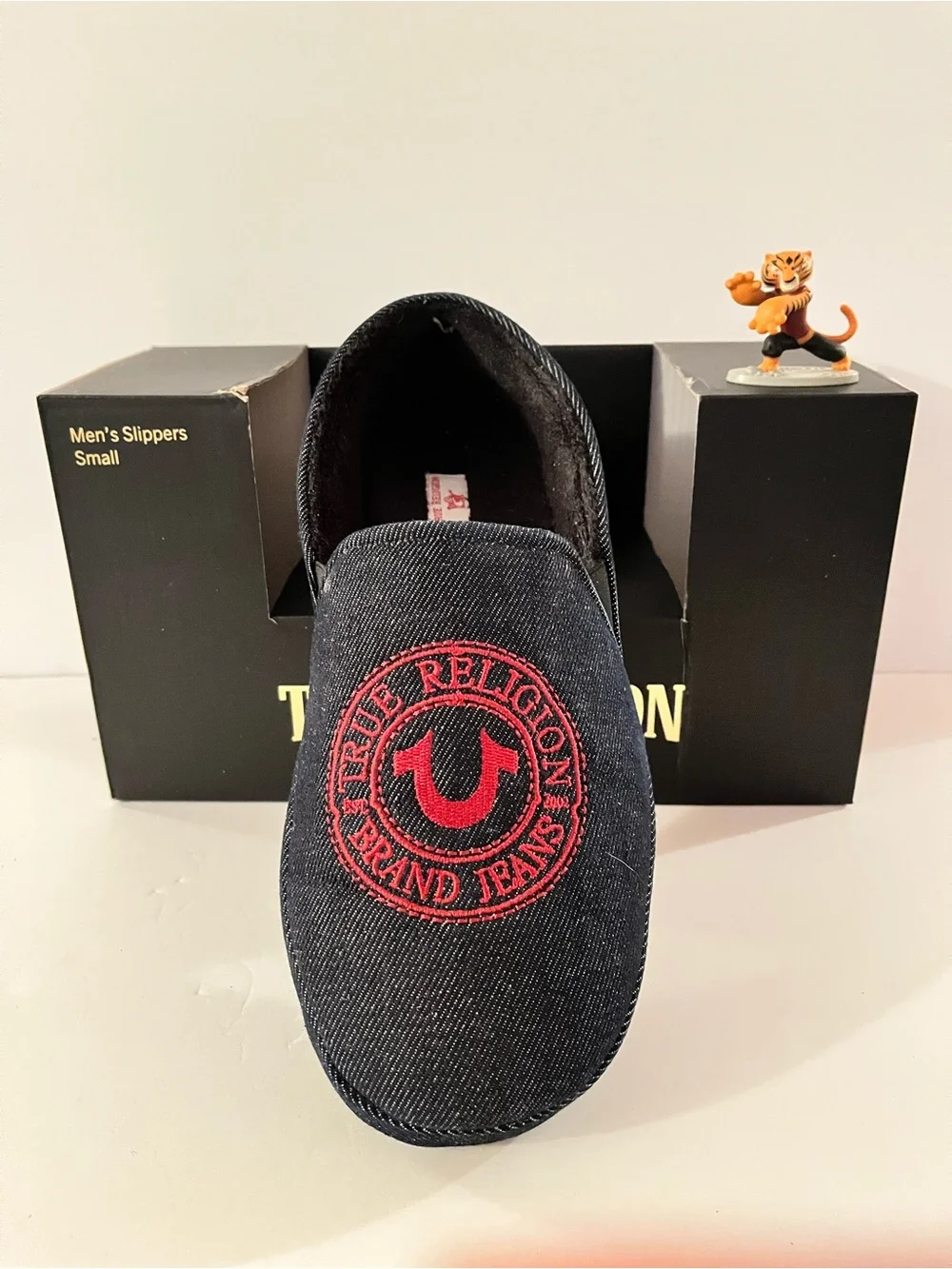 True Religion Men Denim Moccasin Loafer Slippers Large 11-12  EUC